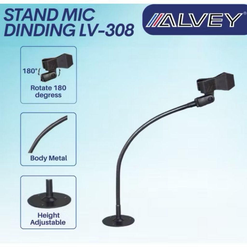 Stand Mic Dinding Sholat Adzan Masjid ALVEY LV-308 Cagak Mik Dudukan Microphone Holder Mikrofon Baha
