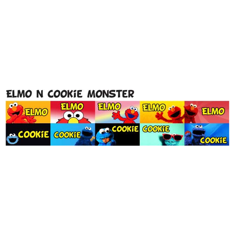 

sticker label nama waterproof persegi elmo cookie monster