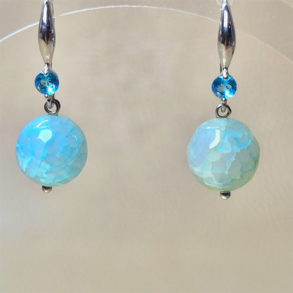 Opalite Stone Earrings Anting Batu Opalite by Kharisma Kerang Indonesia