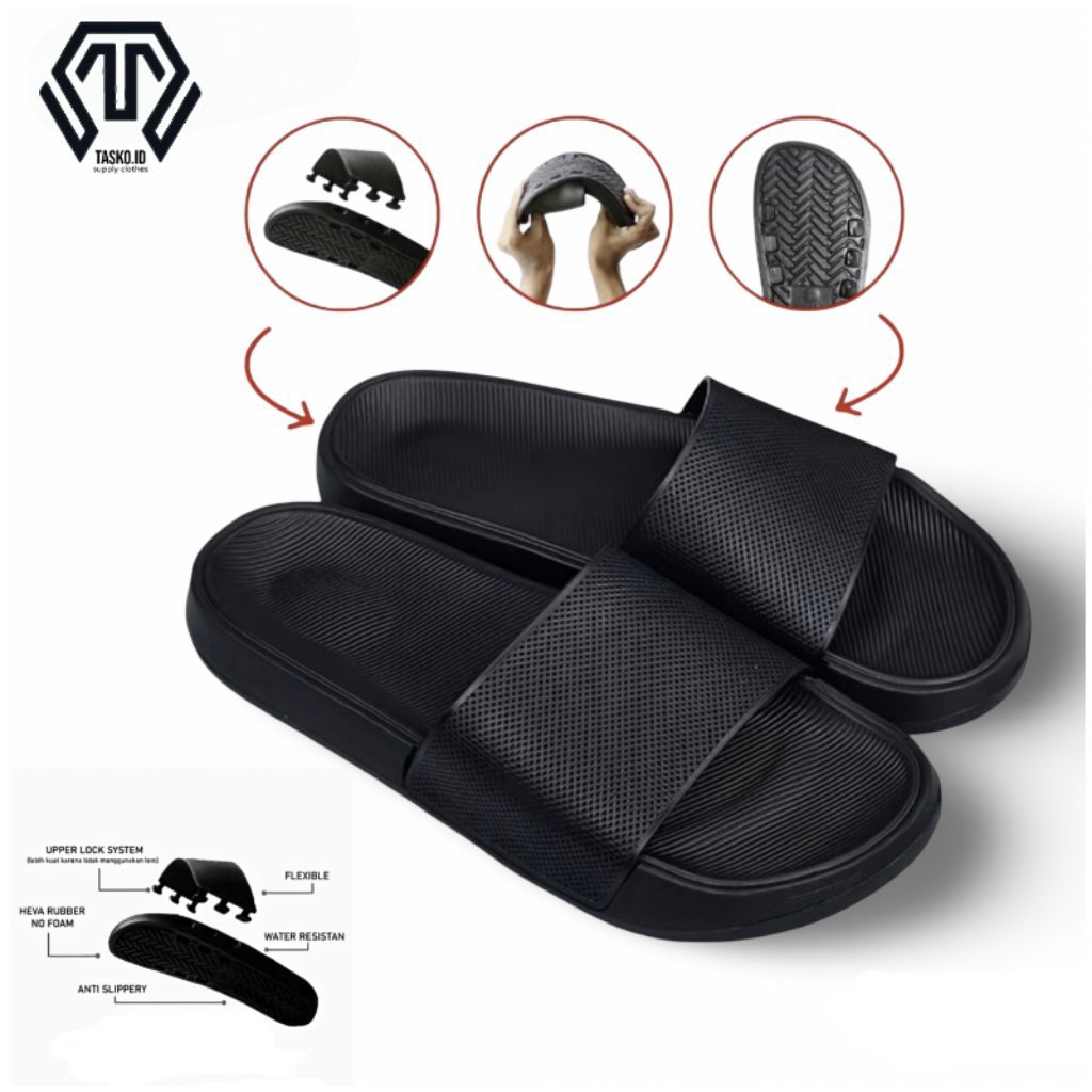 SANDAL SLIDE PRIA WANITA SANDAL SLOP POLOS UPPER LOCK SISTEM ANTI SLIP