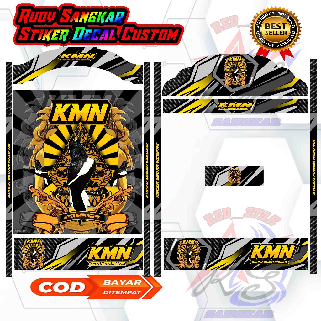 STIKER DECAL SANGKAR BURUNG MODEL KIPASAN MOTIF KMN KACER MANIA NGAPAK