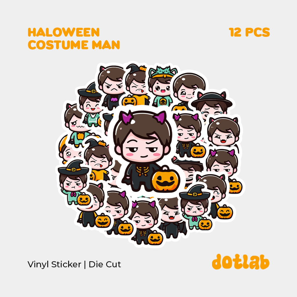 

DOTLAB STICKER PACK HALOWEEN COSTUME MAN (12 PCS) | Sticker Tumbler | Stiker Laptop Koper Helm
