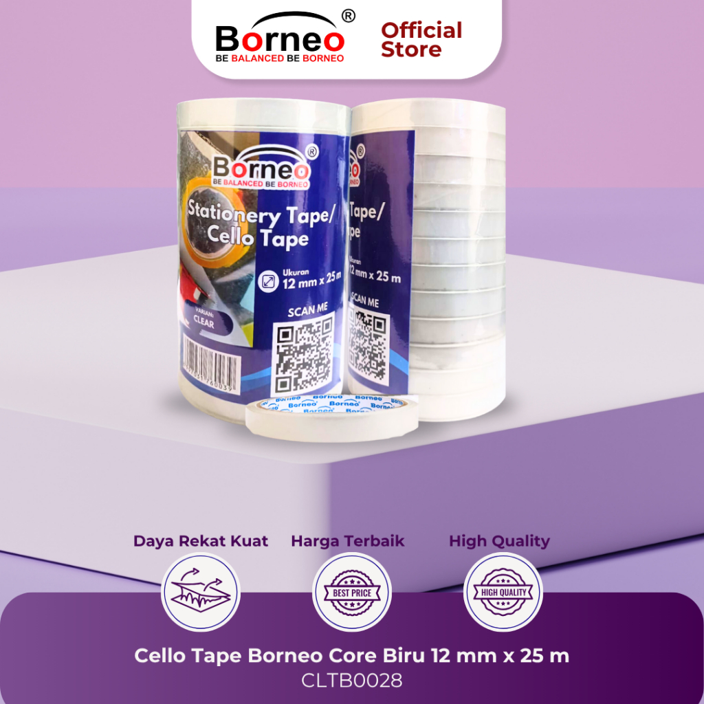 

12 ROLL - Borneo Cello Tape CB 12mm x 25m
