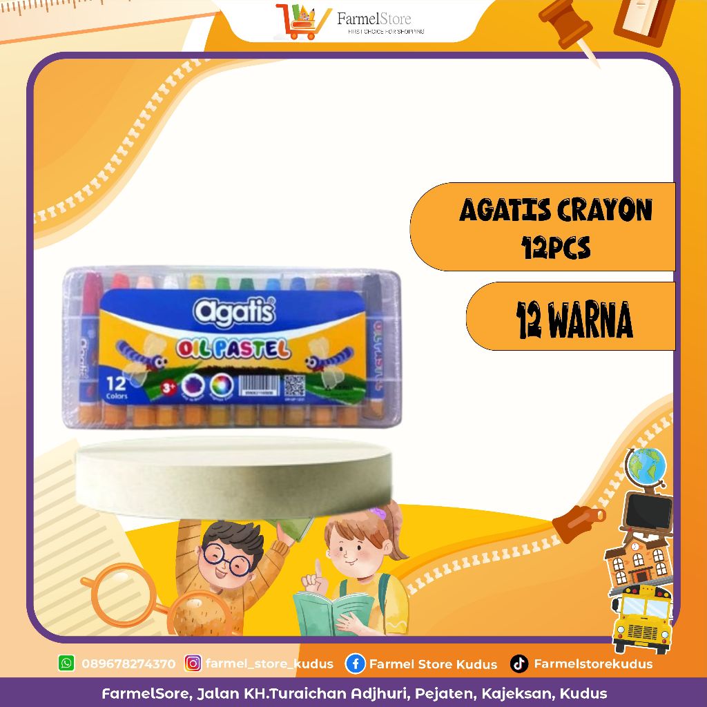 

Agatis Crayon Oil Pastel (Isi 12 Warna)
