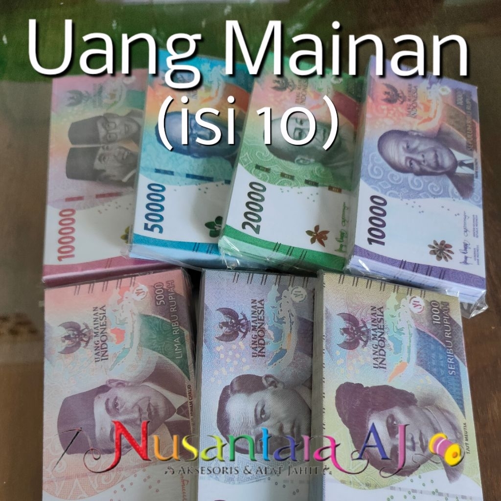 Hiasan mahar, Uang hiasan mahar, uang mainan untuk mahar, uang mainan untuk buket (isi 10)