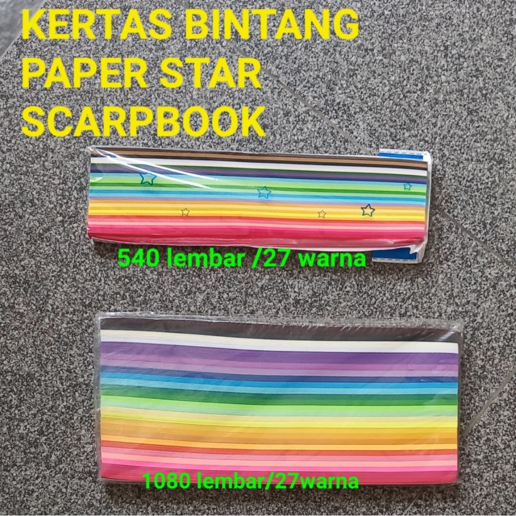 

540 / 1080 lembar 27 warna kertas bintang / paper star / scrapbook fancy