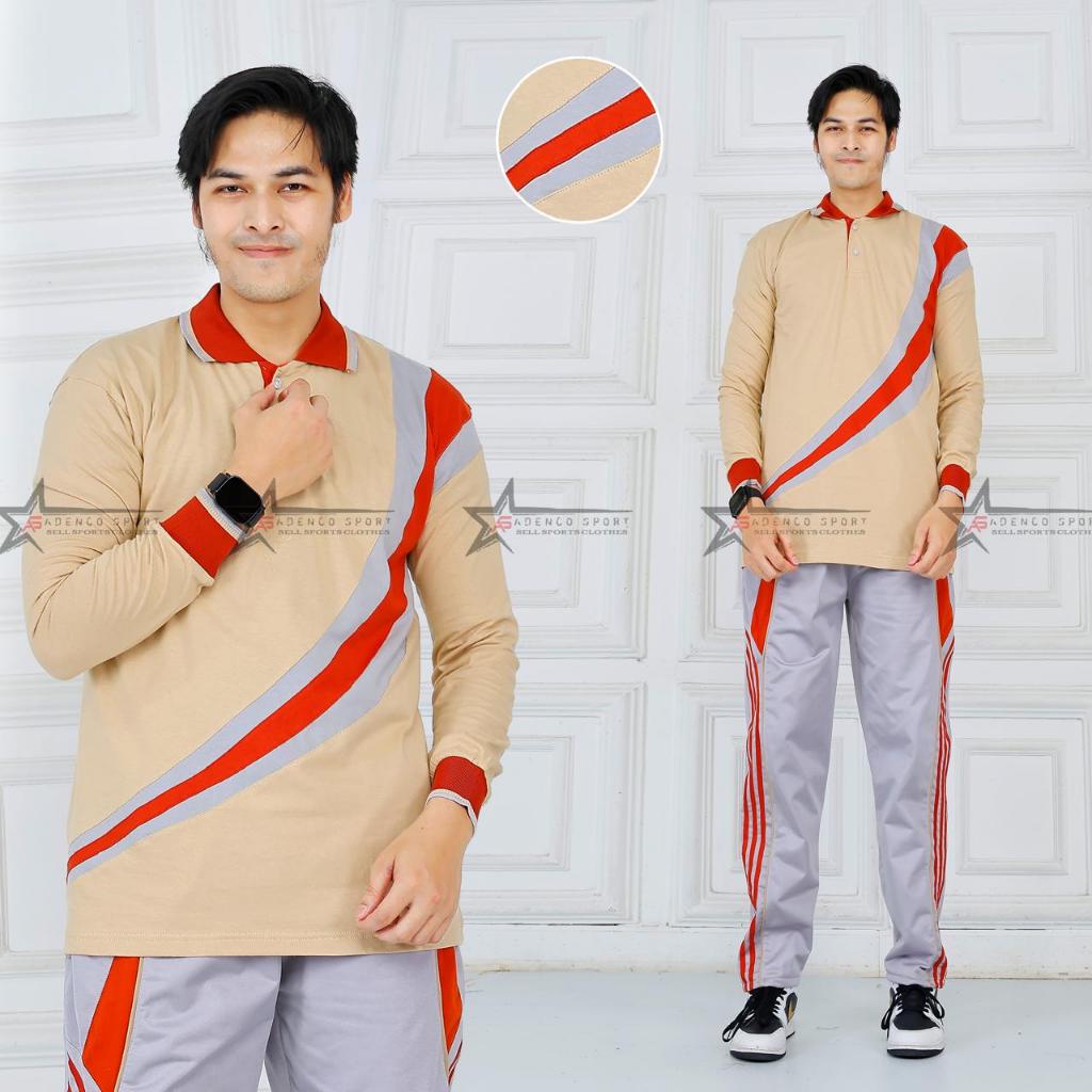 Setelan kaos training seragam olahraga pria lengan panjang / setelan baju olahraga senam pria