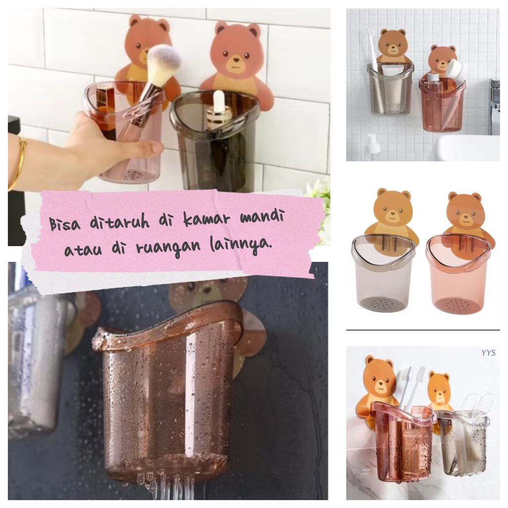 tempat sikat odol make up/tempelan dinding/rak tempel