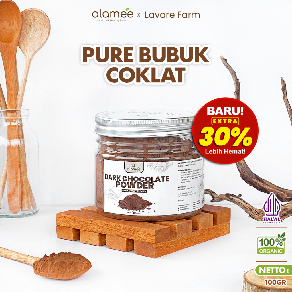 

ALAMEE Dark Chocolate Powder Coklat Bubuk Minuman Serbuk Kakao Cocoa Gluten Free Tanpa Gula 100gr BUMA