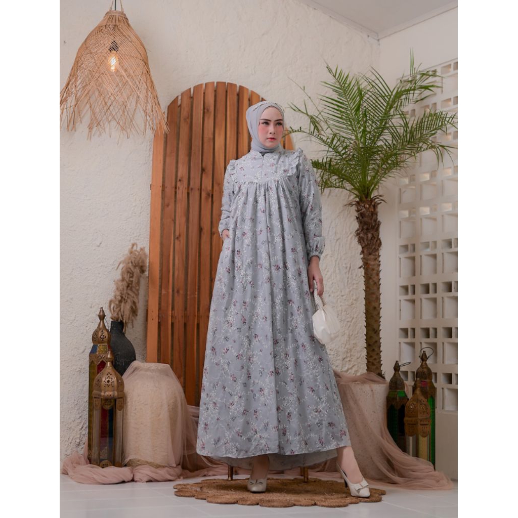 KAIYO FASHION - Gamis Katun Bordir Bolong Bunga Kecil (KATBOL) (Cocok Untuk Pengajian, Ke Mall, Acar