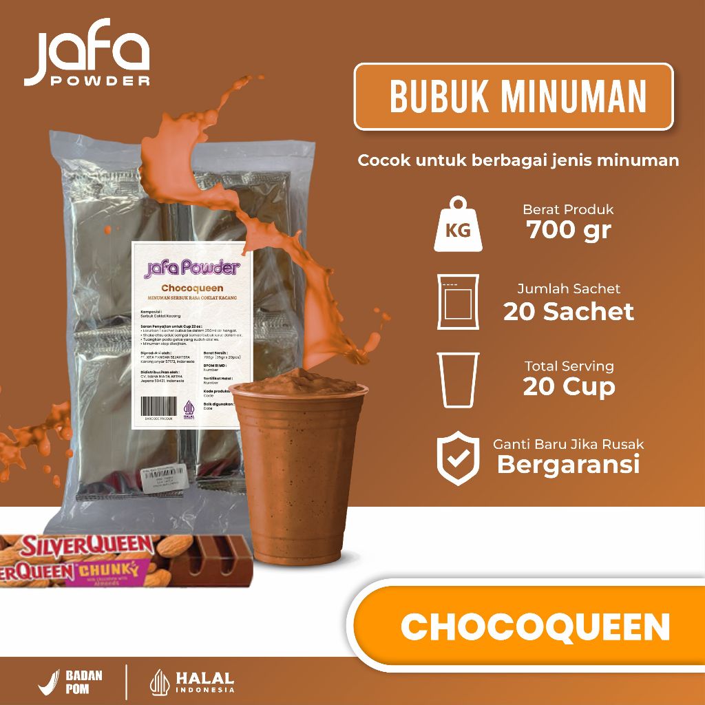 Jafa Powder - Bubuk Minuman Rasa Coklat Chocoqueen 700 Gram - Bubuk Minuman Premium Rasa Cokelat - H
