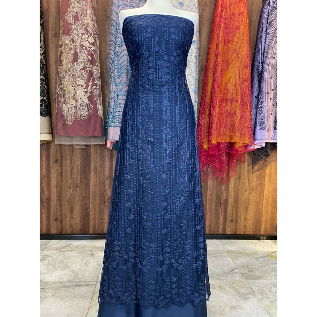 Rb Kain Tille Bordir Milan Bunga Kecil-Kecil Quality /Bahan Brukat Kebaya Pesta Wisuda/Wedding