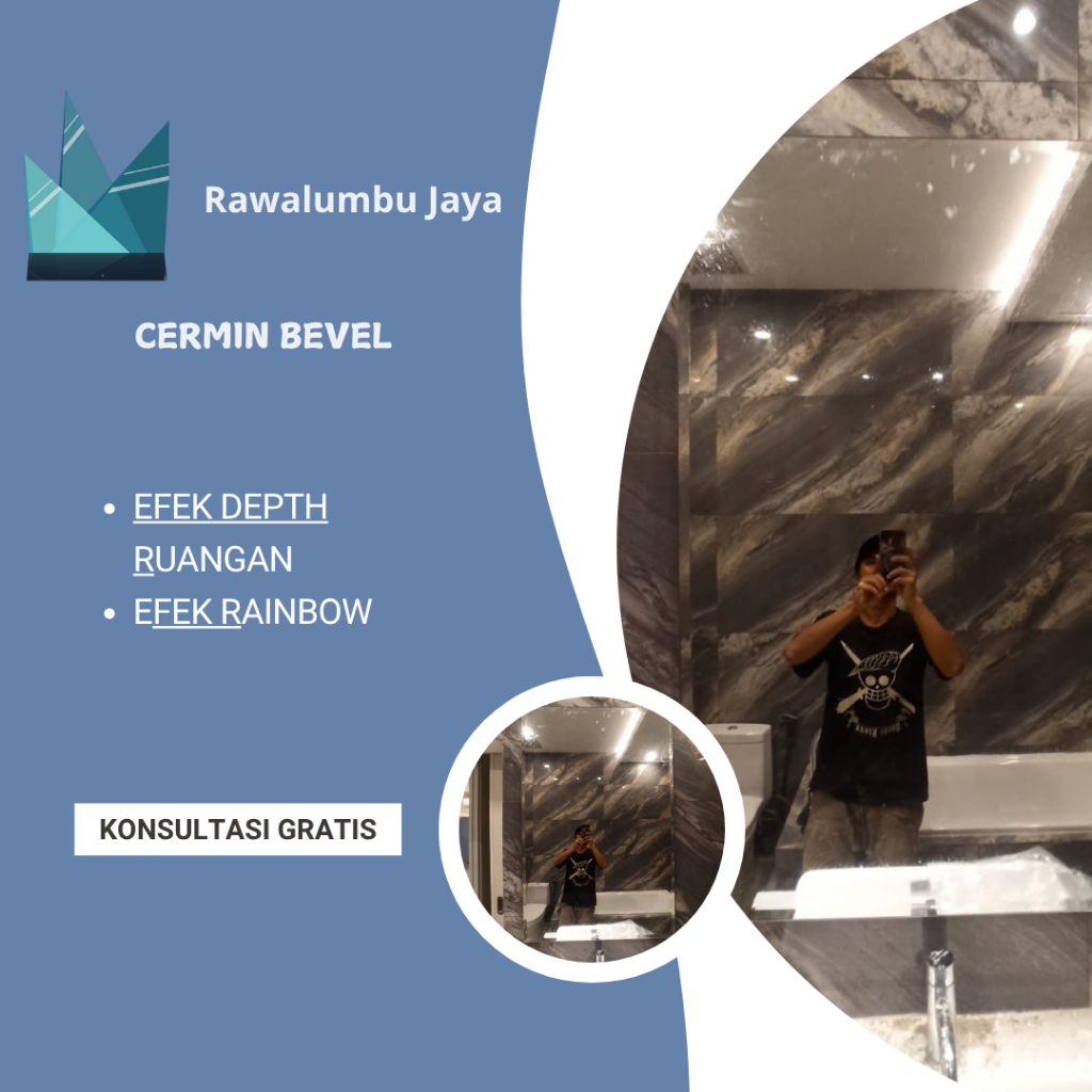 Cermin Bevel 3D, Mirror Glass Moulding