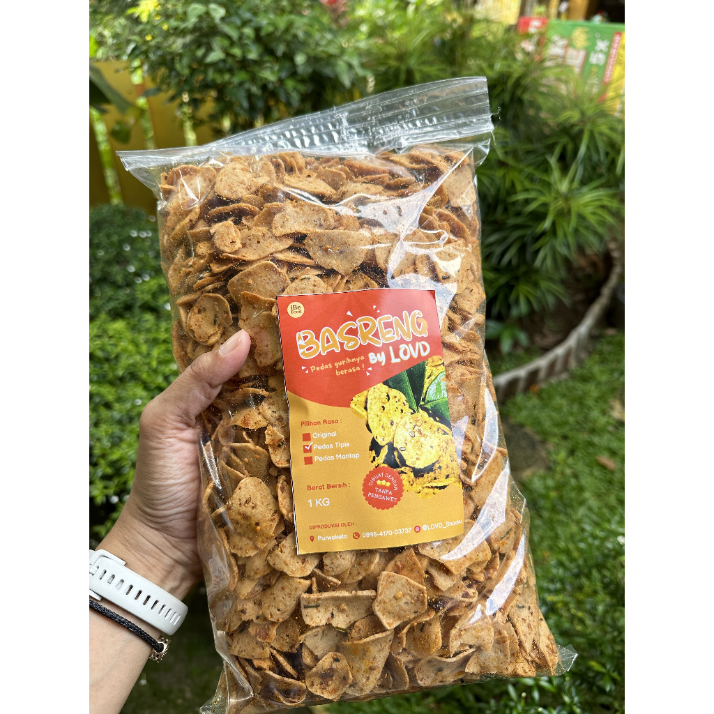 

Basreng By LOVD Rasa Pedas Tipis Daun Jeruk Berat Bersih 1kg