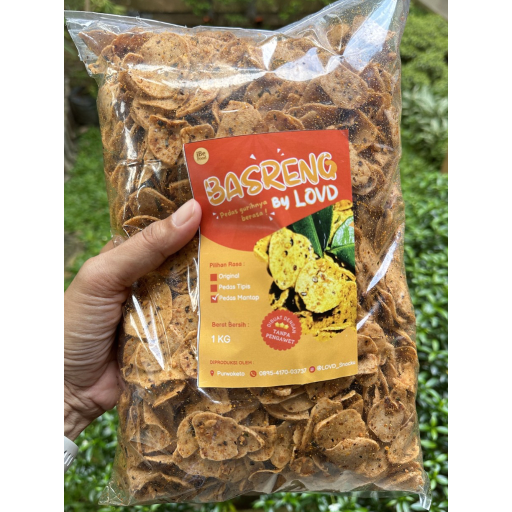 

Basreng by LOVD Rasa Pedas Mantap Daun Jeruk Berat 1kg