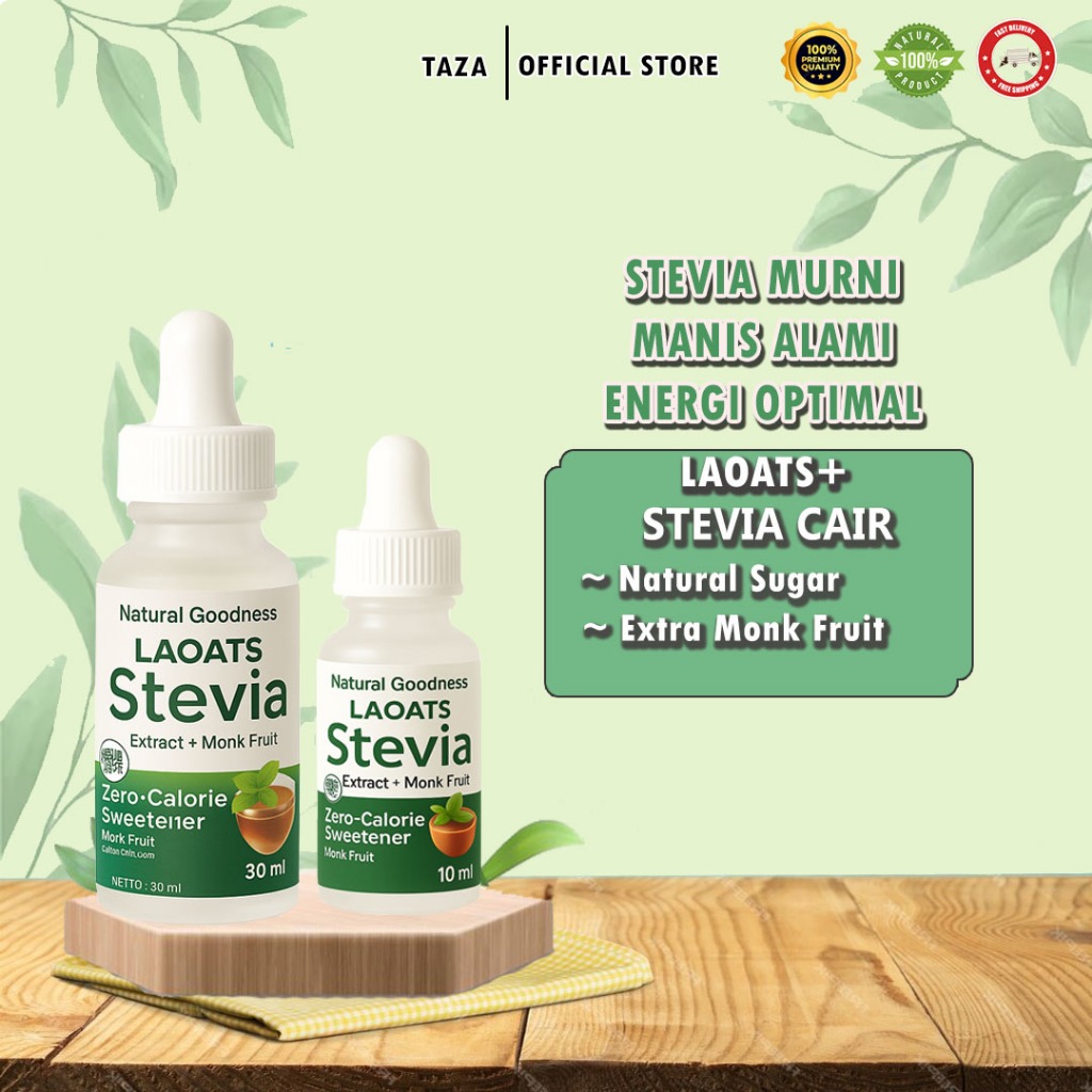 

Pemanis Stevia Alami 0 Kalori Tahan Panas, Aman untuk Diabetes & Diet Sehat Laoats