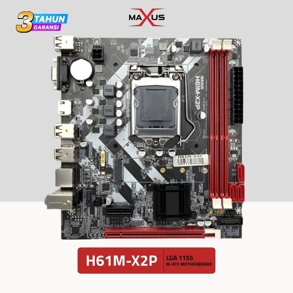 Motherboard H61M X2P NVME DDR3 Intel Socket 1155 MATX Motherboard Maxus