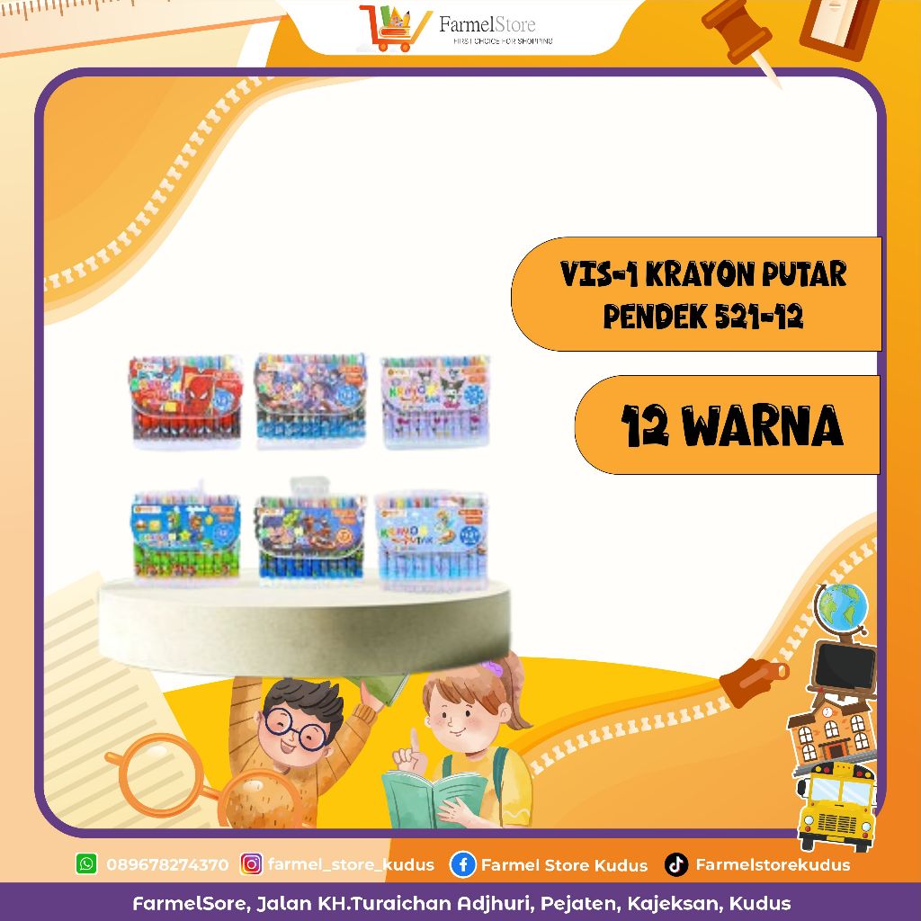 

Vis-1 Crayon Putar Pendek (Isi 12 Warna)
