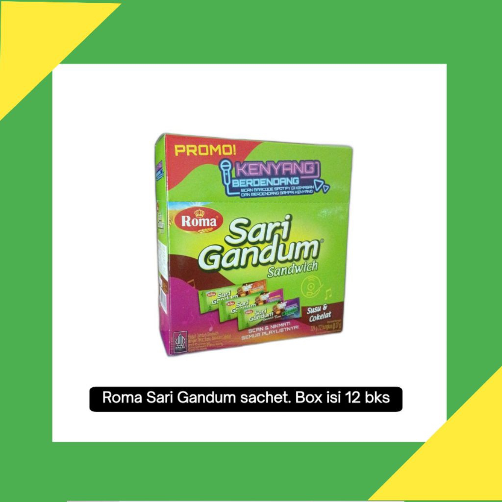 

roma sari gandum cokelat sandwich Box | isi 12 sachet