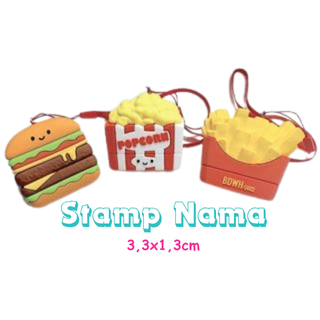 

Stamp Nama + Tali / custom stamp / Stempel Lucu Tema Makanan Fast Food