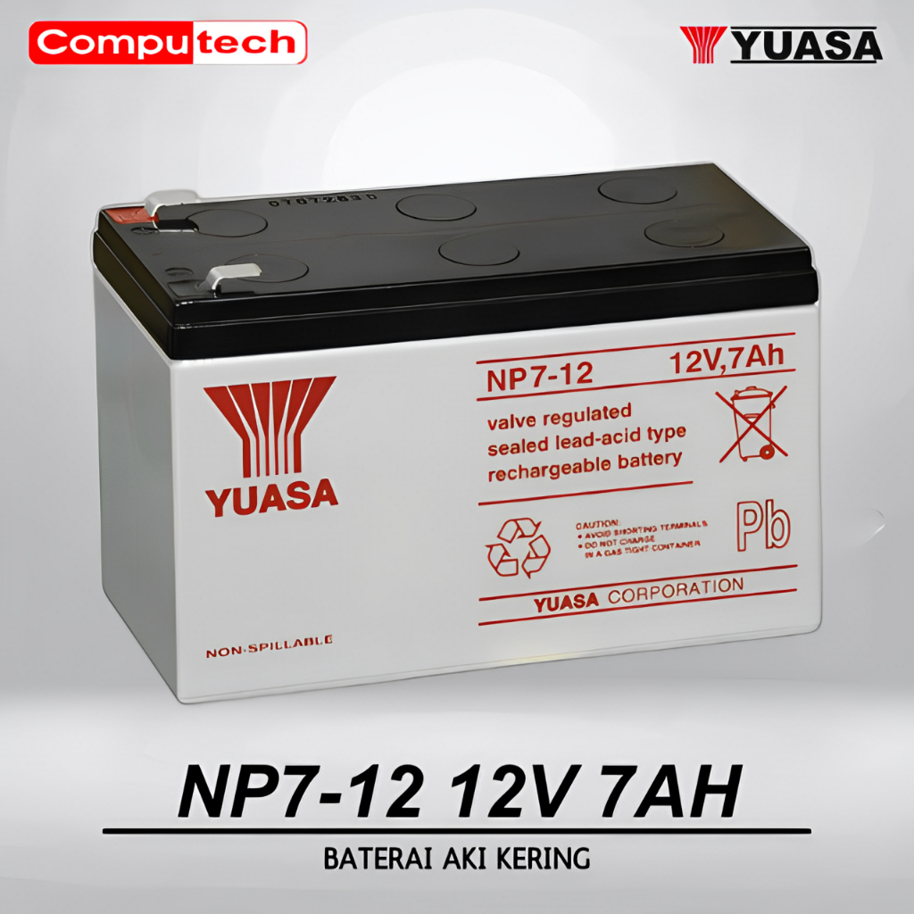 YUASA Baterai 12V 7Ah NP7-12 Batre 12 Volt 7 Ampere | Battery UPS Mainan Sprayer Aki Kering