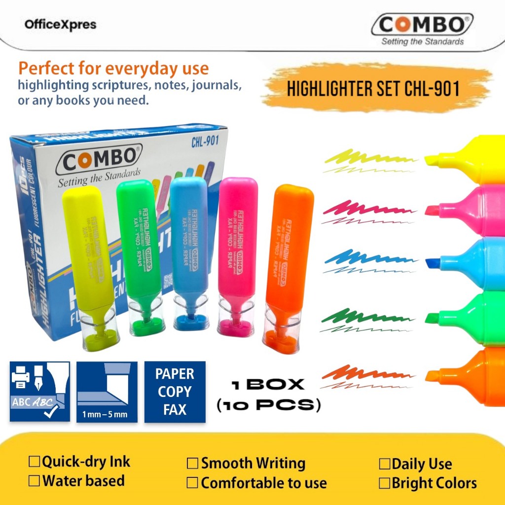 

Highlighter Set 5 Warna / Paket Stabilo 10 Pcs (1 BOX) / Highlighter Marker CHL-901