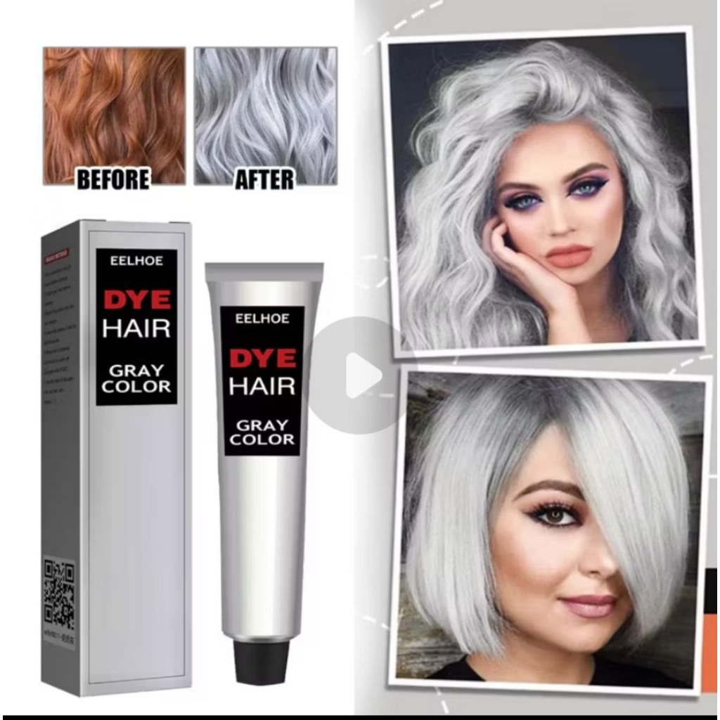 PEWARNA RAMBUT PERMANEN WARNA ABU-ABU MUDA | CAT RAMBUT ABU-ABU MUDA