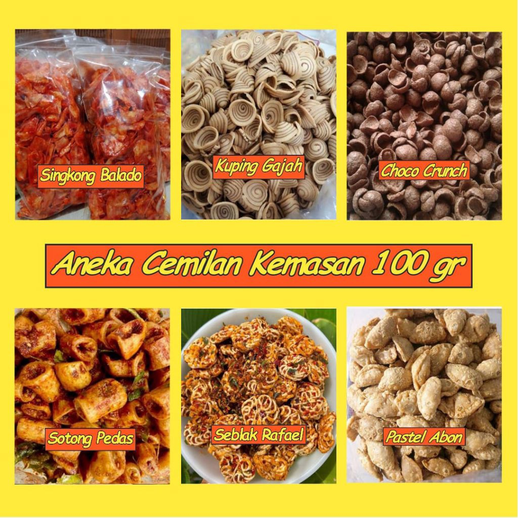 

Aneka Cemilan Kemasan 100 gram COD ukuran pouch