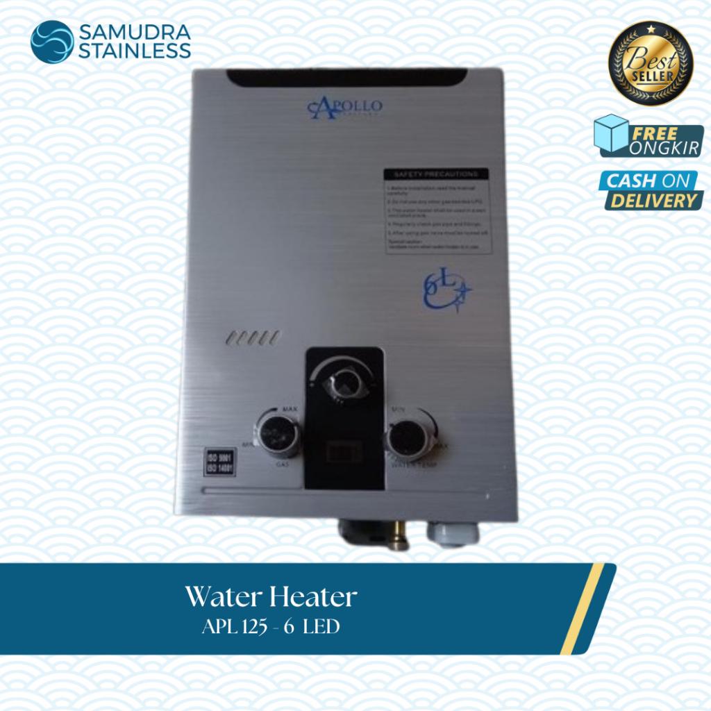 APOLLO water heater gas kamar mandi air panas otomatis led indikator pemanas