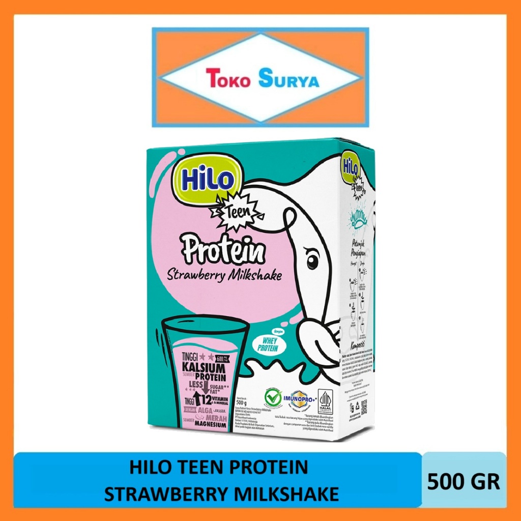 

Hilo Teen Protein Strawberry Milkshake Susu Bubuk Kalsium & Protein Rasa Stroberi 500 Gr
