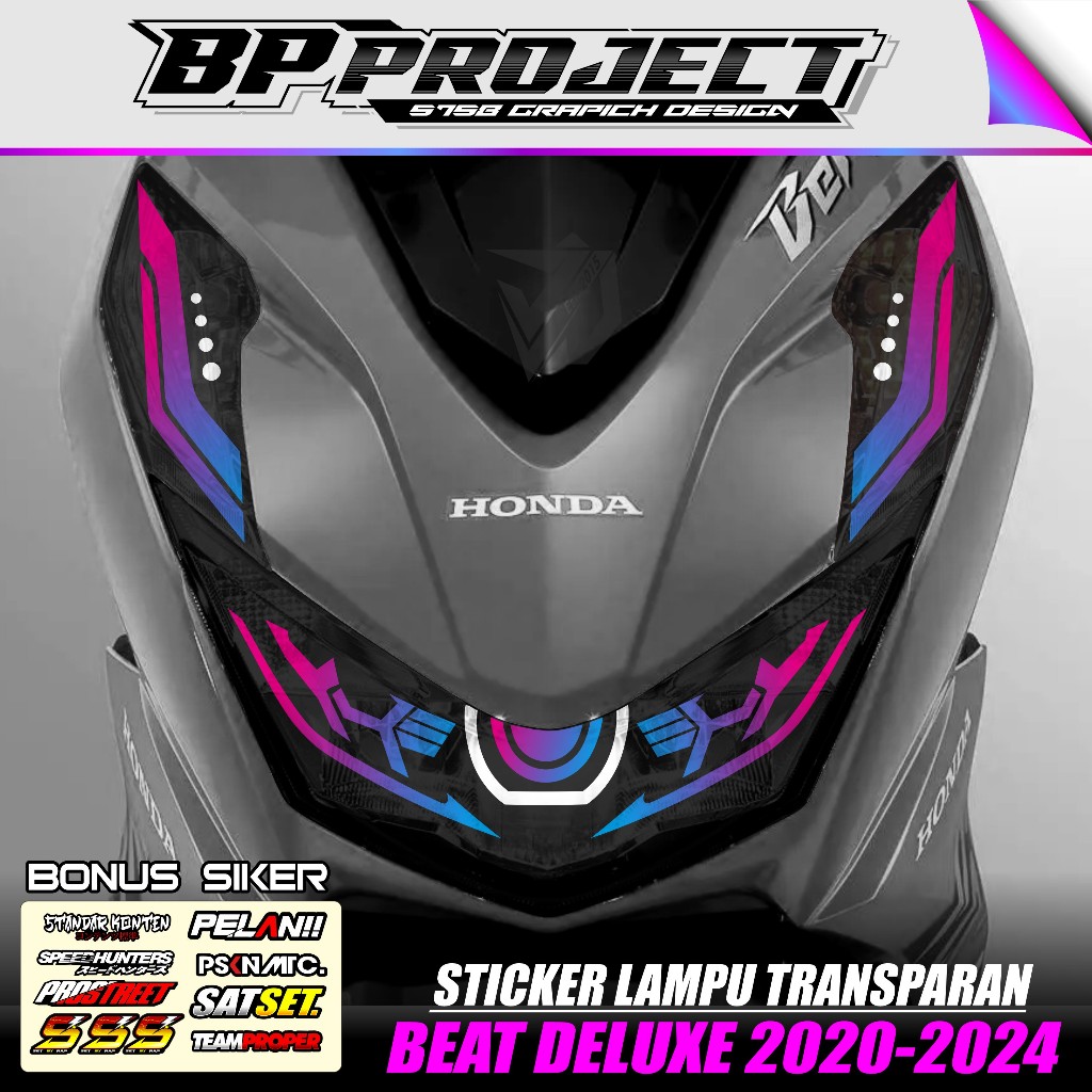 STICKER VARIASI LAMPU ALIS MOTOR BEAT DELUXE 2020 2021 2022 2023 - STICKER LAMPU ALIS DEPAN BEAT NEW