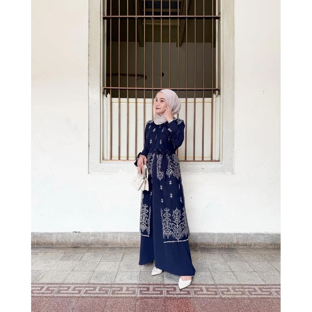 ALEXA DRESS Gamis Remaja Putri Kekinian Gamis Syari Full Puring Matt CERUTY BABYDOLL MIX BRUKAT