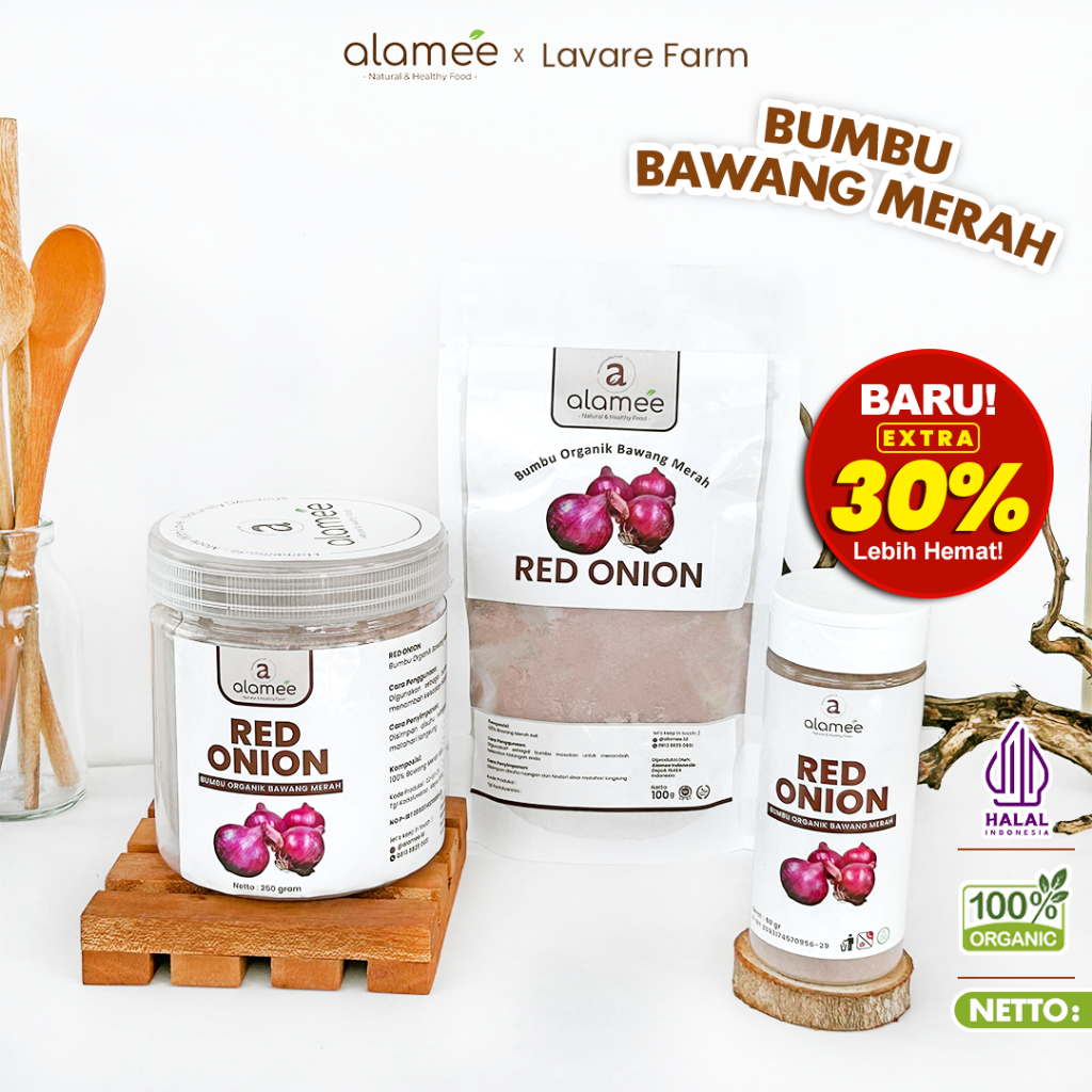 

Bawang Merah Bubuk Red Onion Powder Bumbu Masak Dapur Organik toples lebih praktis