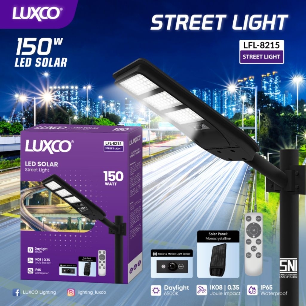 LED SOLAR LUXCO STREET LIGHT DAYLIGHT 100WATT/150WATT/200WATT/WATERPROOF