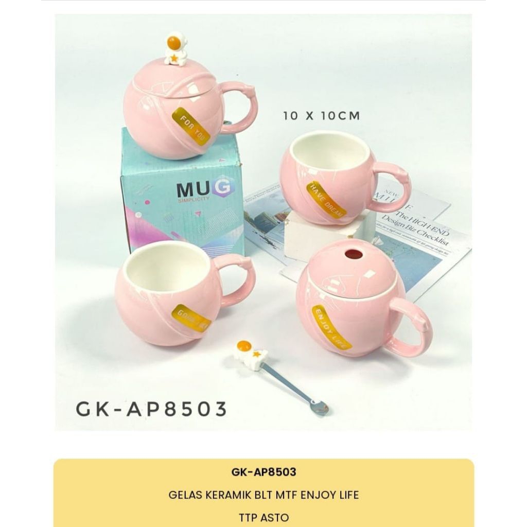 mug astronot/gelas keramik/gelas motif/cangkir karakter/gelas souvenir/mug