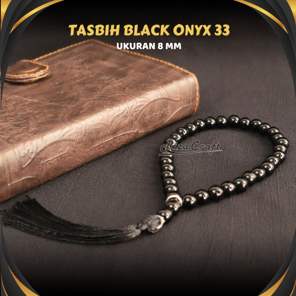 Tasbih Batu Mulia Akik Hitam Black Onyx ASLI Alam Natural Original 33 Biji Butir Premium