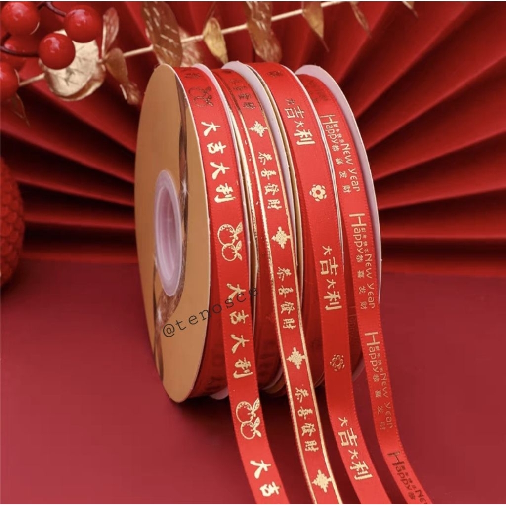

Ribbon 45yard x 1cm Pita Roll Fu Gong Xi Fa Chai Imlek Konien Sincia Dekorasi