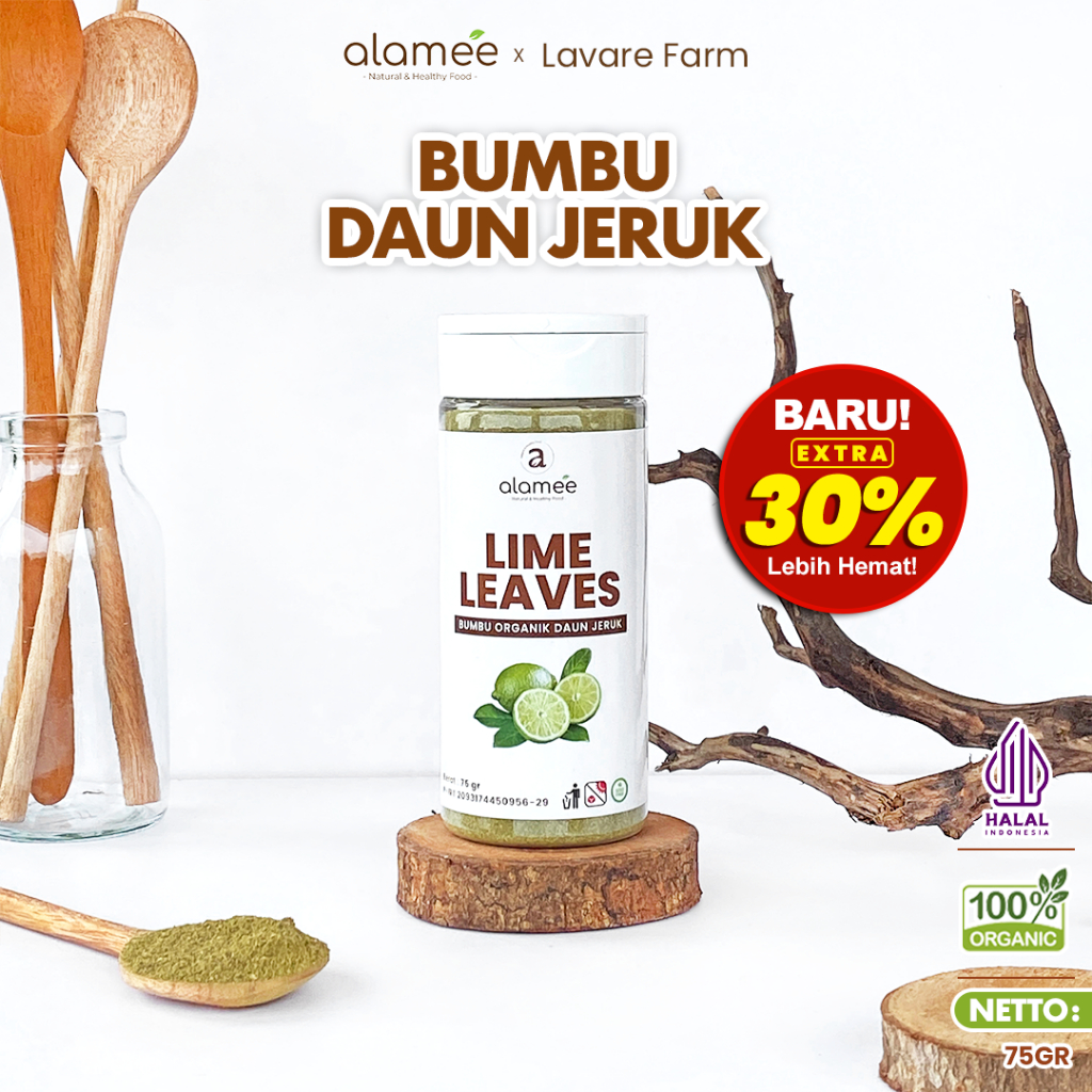 

ALAMEE Daun Jeruk Bubuk Lime Powder Bumbu Dapur Instan Organik Murni Asli Tanpa Campuran Tabur 75g BUMA