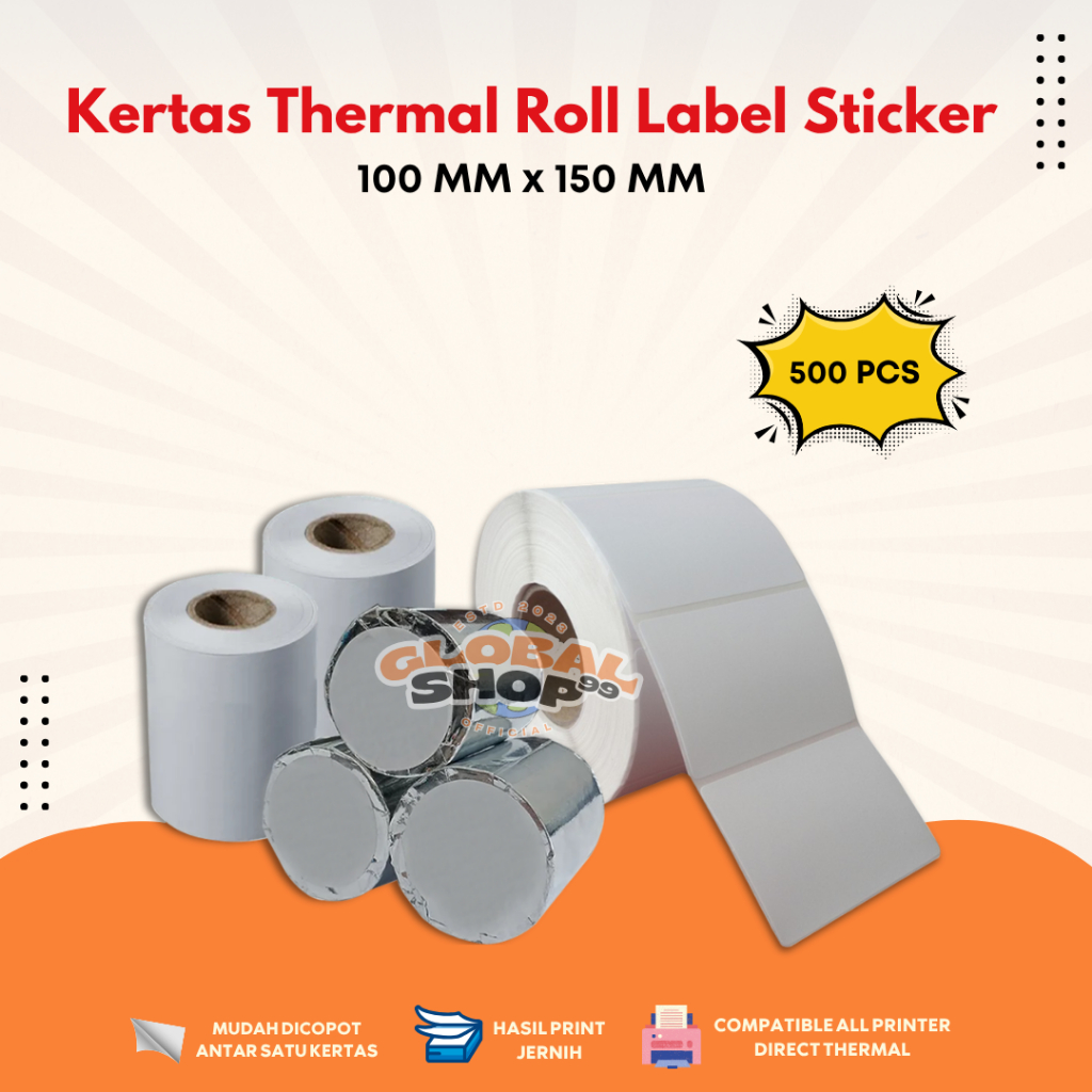 

HJK Kertas Thermal Label Sticker Barcode 500 pcs Ukuran A6 100 x 150