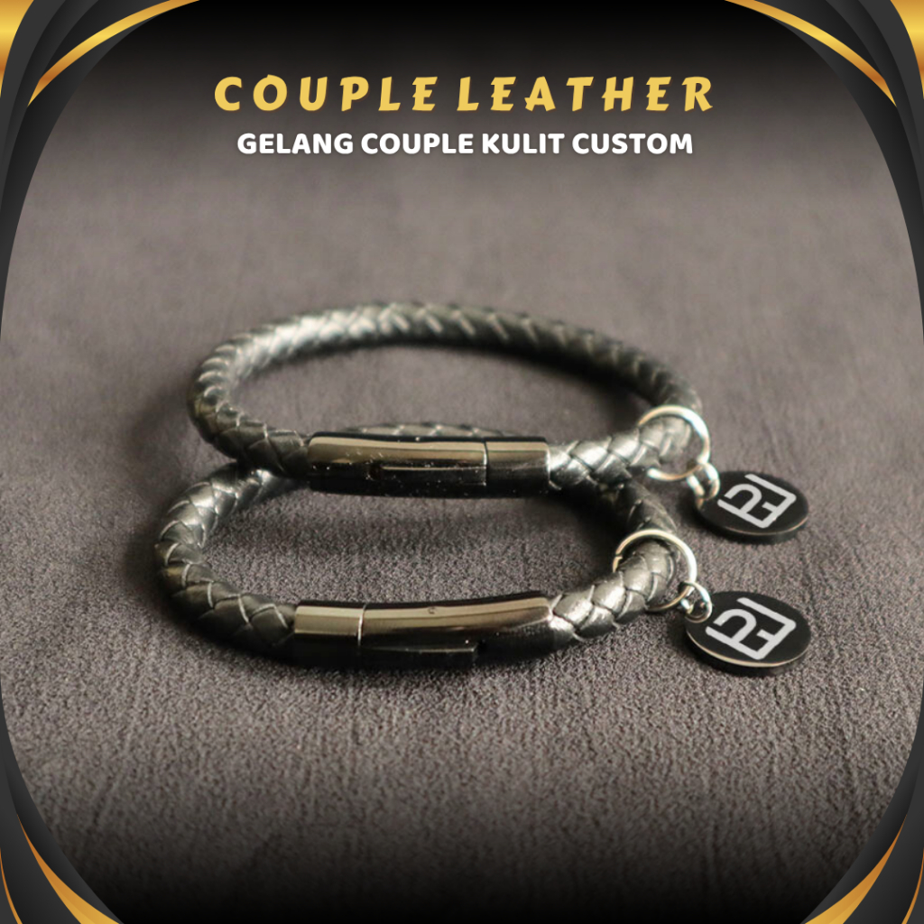 Gelang Kulit Pasangan Couple Pacar Kekasih Sahabat Bestie Pria Wanita Keren Aesthetic Custom Nama In