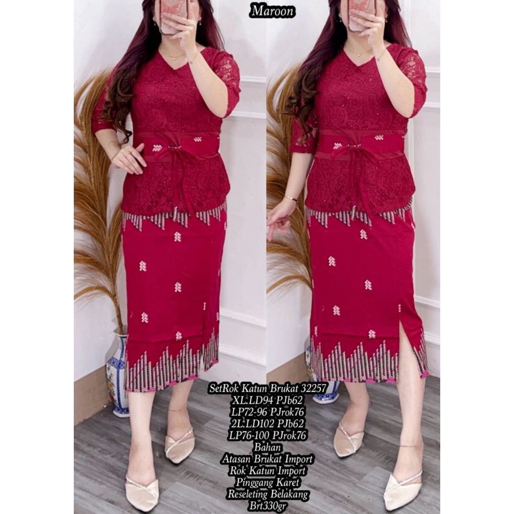 setrok batik scuba / setelan rok brukat jumbo