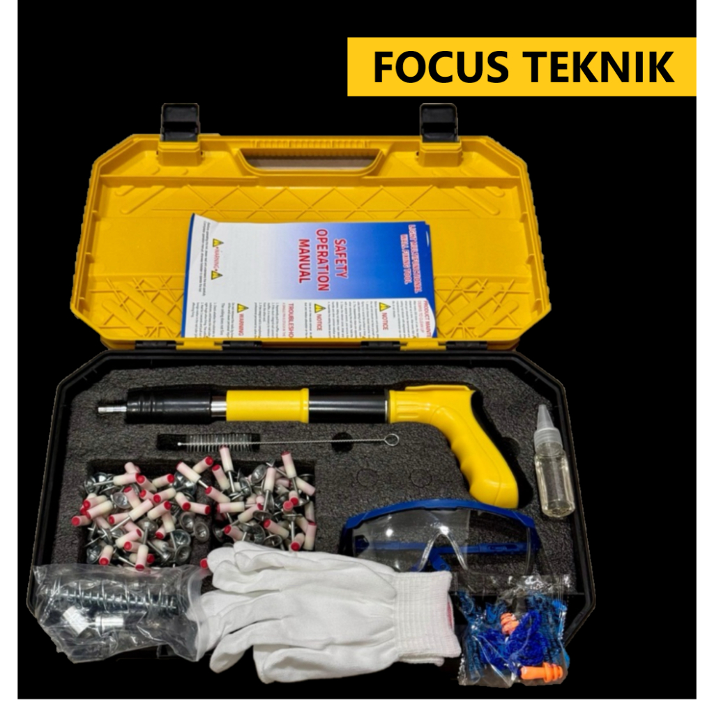 MARTELLO Mini Ramset Gun Lengkap + Peluru 100Pcs - Alat Tembak Paku Beton Praktis & Kuat