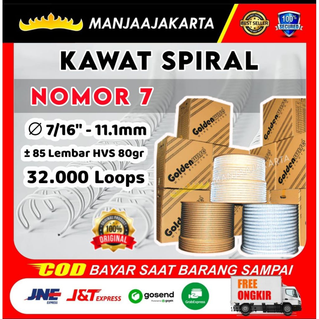 

Kawat Spiral No 7 Golden Wire Spiral Kawat Spool 7/16 Ring Kawat Kalender meja Binder Kalender Duduk Note book Calendar