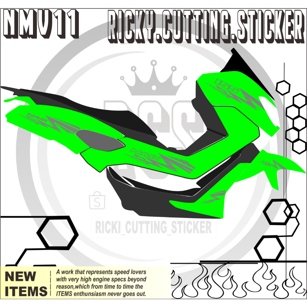 NMV11 CUTTING STICKER VARIAN ABSTRAK SIMPLE VARIASI NMAX NEW 155 2021-2024 STRIPING SIMPLE