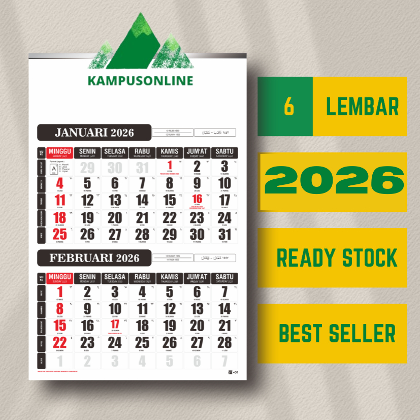 

KALENDER DINDING 2026 DWIWULAN - 6 LEMBAR - BEST SELLER