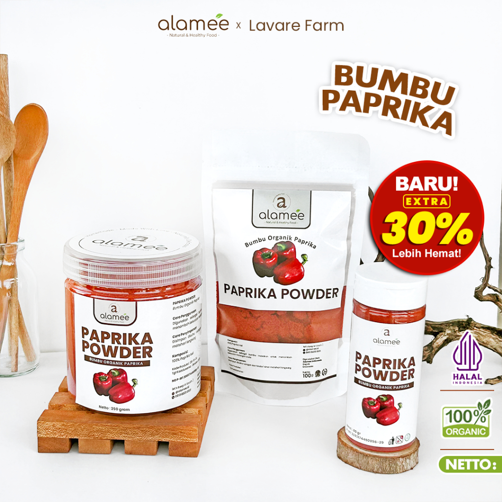 

Paprika Bubuk Powder Ground Rempah Rimpang Murni Asli Tanpa Campuran Bumbu Organik Toples praktis