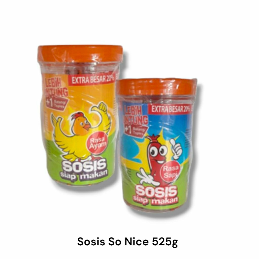 

Sosis So Nice Siap Makan Sapi, Ayam 525g Toples