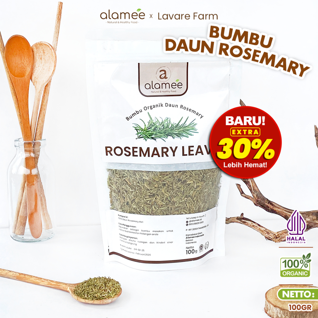 

Daun Rosemary Kering Dried Leaves Organik Garnish Rempah Murni Asli Tanpa Campuran Bumbu Organik 100gr