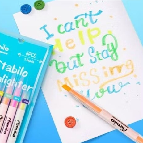 

Aimilo Stabilo Pastel 1 Set Highlighter 2 sisi 6pcs