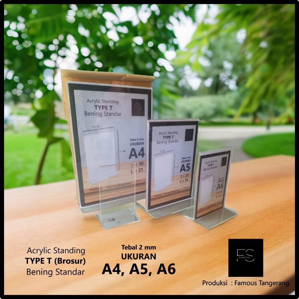 

akrilik display type T ukuran A4 30x21cm